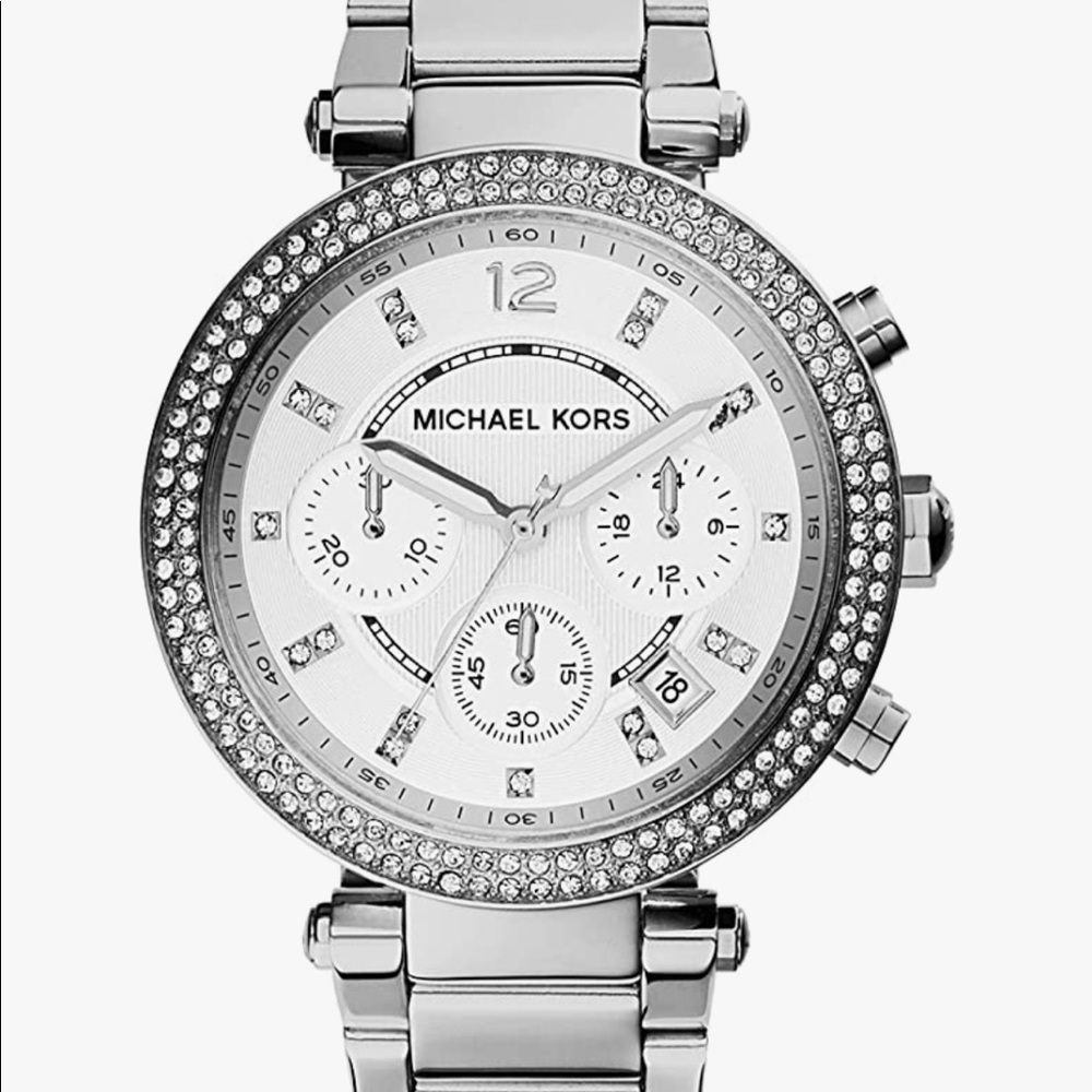 Michael Kors Parker Silver Dial Watch with Glitz Accents